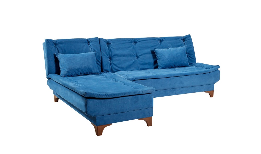 Canapea extensibila de colt, Kelebek Kose Stanga - Albastru inchis, 225 x 86 x 160 cm