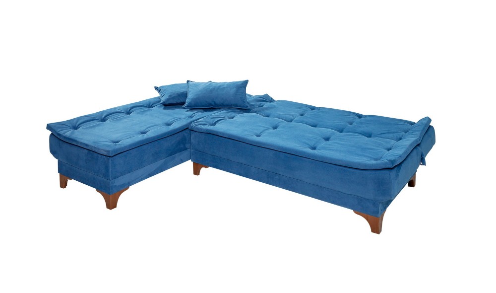 Canapea extensibila de colt, Kelebek Kose Stanga - Albastru inchis, 225 x 86 x 160 cm