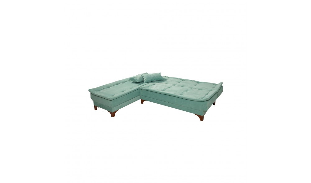 Canapea extensibila de colt, Kelebek Kose Stanga - Sea Green, 225 x 86 x 160 cm
