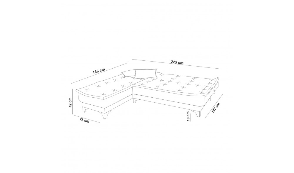 Canapea extensibila de colt, Kelebek Kose Stanga - Sea Green, 225 x 86 x 160 cm