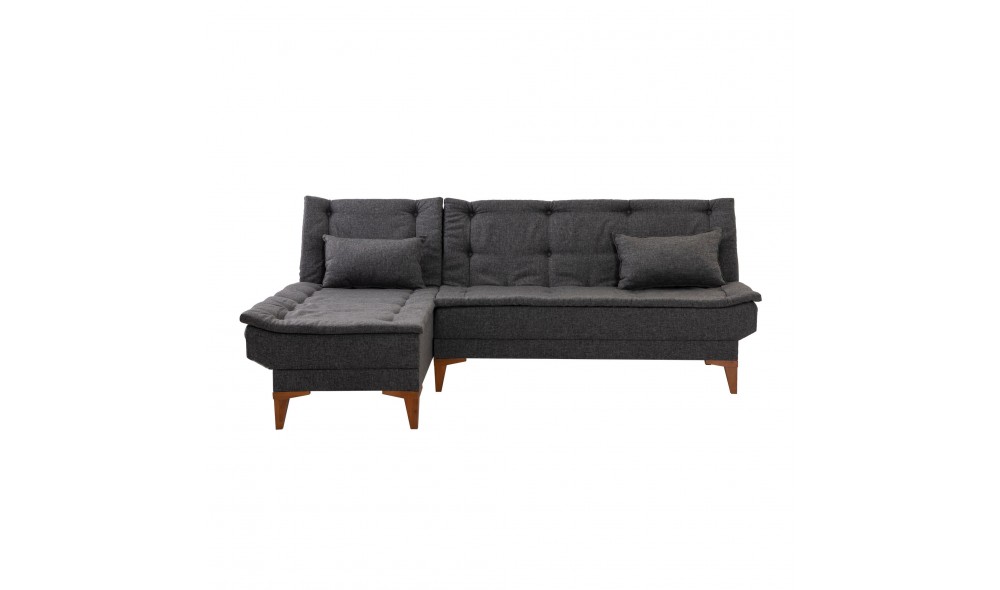 Canapea extensibila de colt, Santo Stanga - Antracit, 225 x 86 x 85 cm