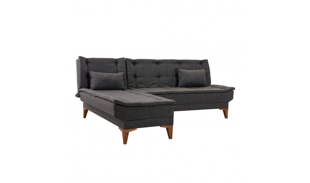 Canapea extensibila de colt, Santo Stanga - Antracit, 225 x 86 x 85 cm