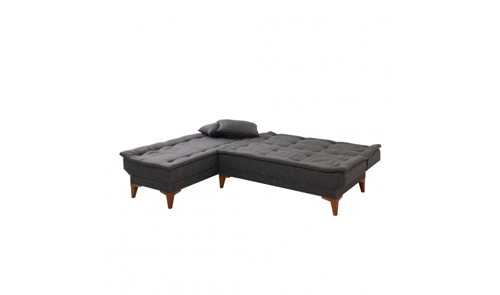Canapea extensibila de colt, Santo Stanga - Antracit, 225 x 86 x 85 cm