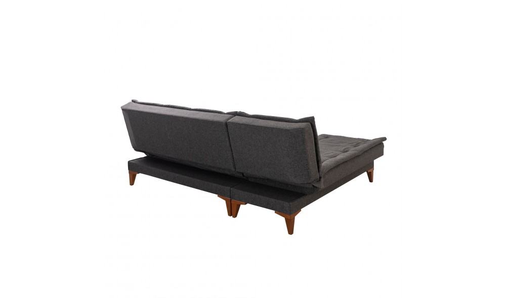 Canapea extensibila de colt, Santo Stanga - Antracit, 225 x 86 x 85 cm