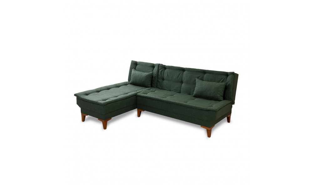 Canapea extensibila de colt, Santo Stanga - Verde, 225 x 86 x 85 cm