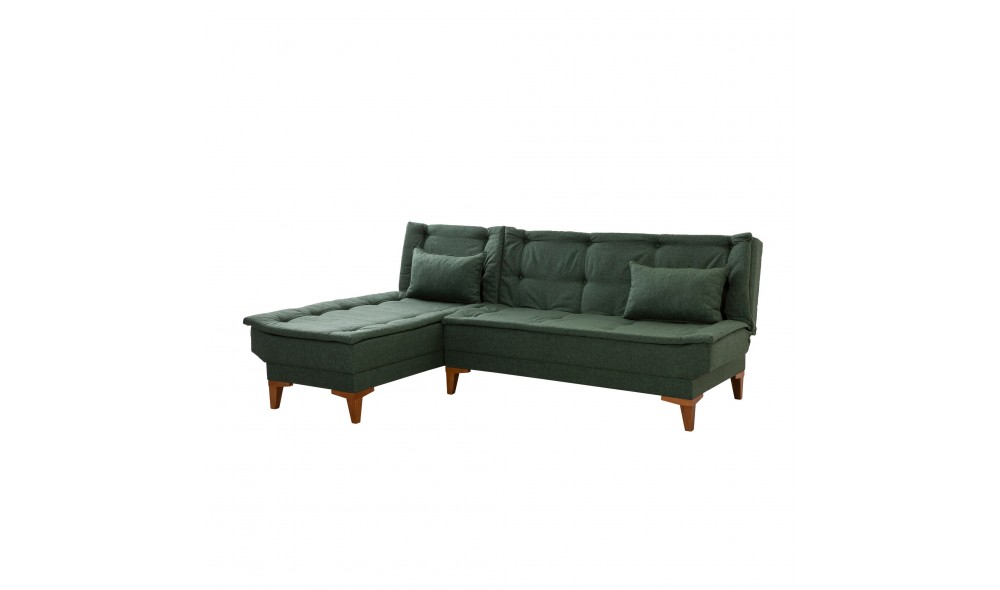 Canapea extensibila de colt, Santo Stanga - Verde, 225 x 86 x 85 cm