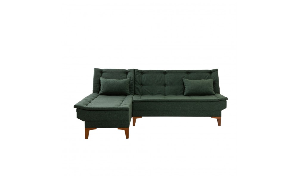 Canapea extensibila de colt, Santo Stanga - Verde, 225 x 86 x 85 cm