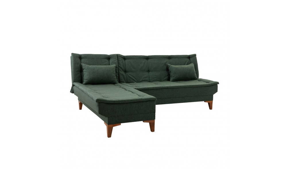 Canapea extensibila de colt, Santo Stanga - Verde, 225 x 86 x 85 cm