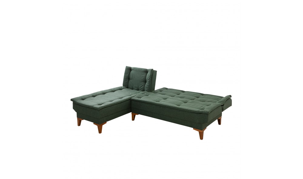 Canapea extensibila de colt, Santo Stanga - Verde, 225 x 86 x 85 cm