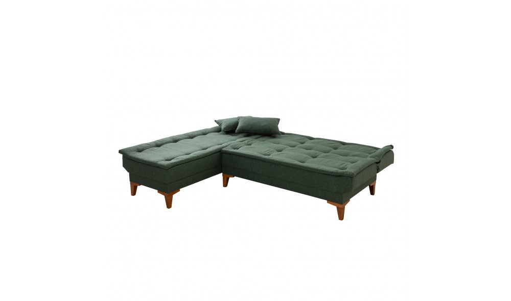 Canapea extensibila de colt, Santo Stanga - Verde, 225 x 86 x 85 cm