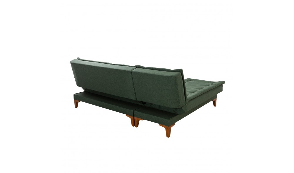 Canapea extensibila de colt, Santo Stanga - Verde, 225 x 86 x 85 cm