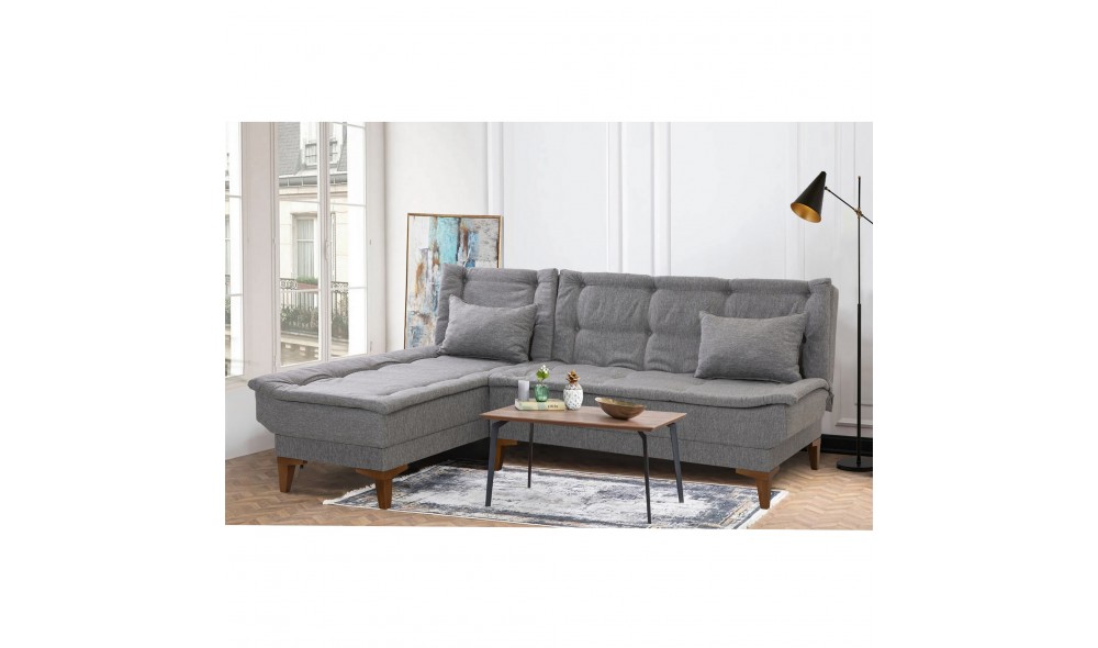 Canapea extensibila de colt, Santo Stanga - Gri, 225 x 86 x 85 cm