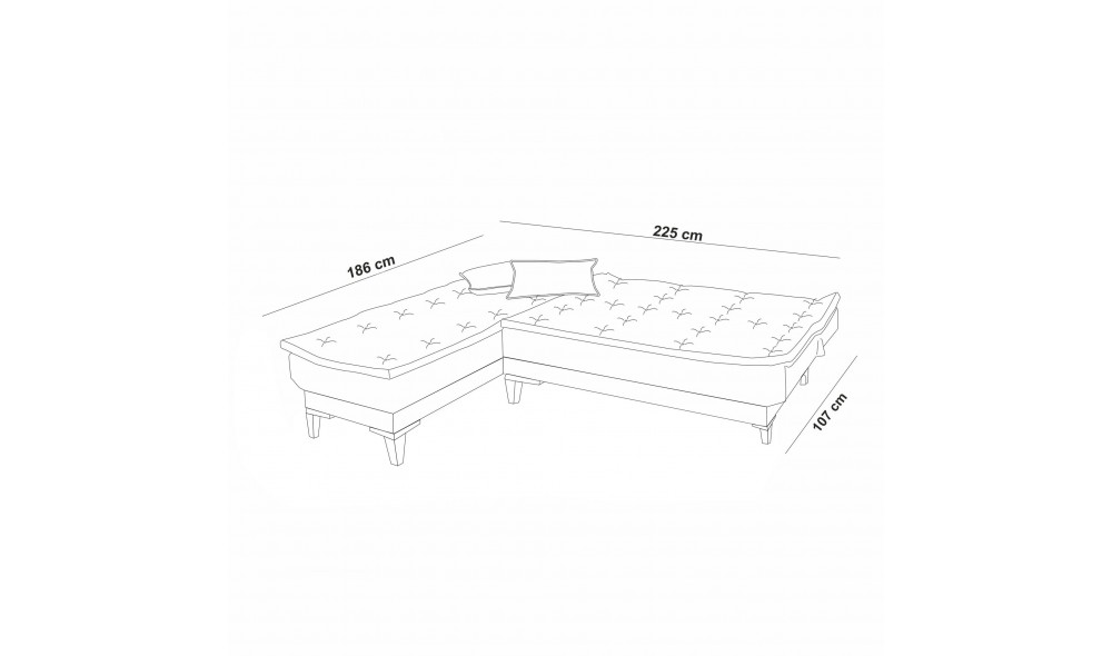 Canapea extensibila de colt, Santo Stanga - Gri, 225 x 86 x 85 cm