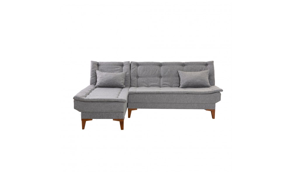 Canapea extensibila de colt, Santo Stanga - Gri, 225 x 86 x 85 cm