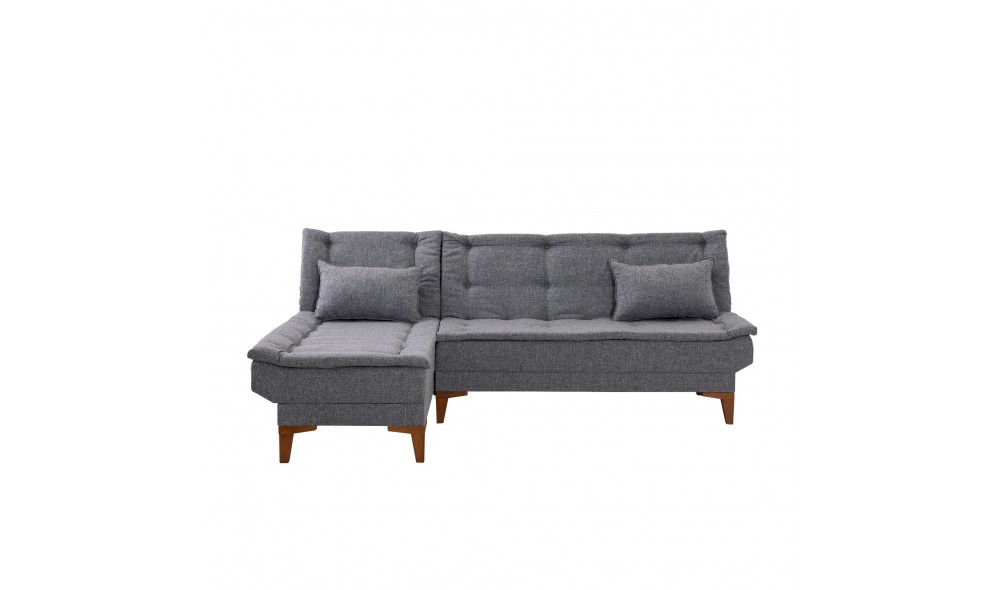 Canapea extensibila de colt, Santo Stanga - Gri inchis, 225 x 86 x 85 cm