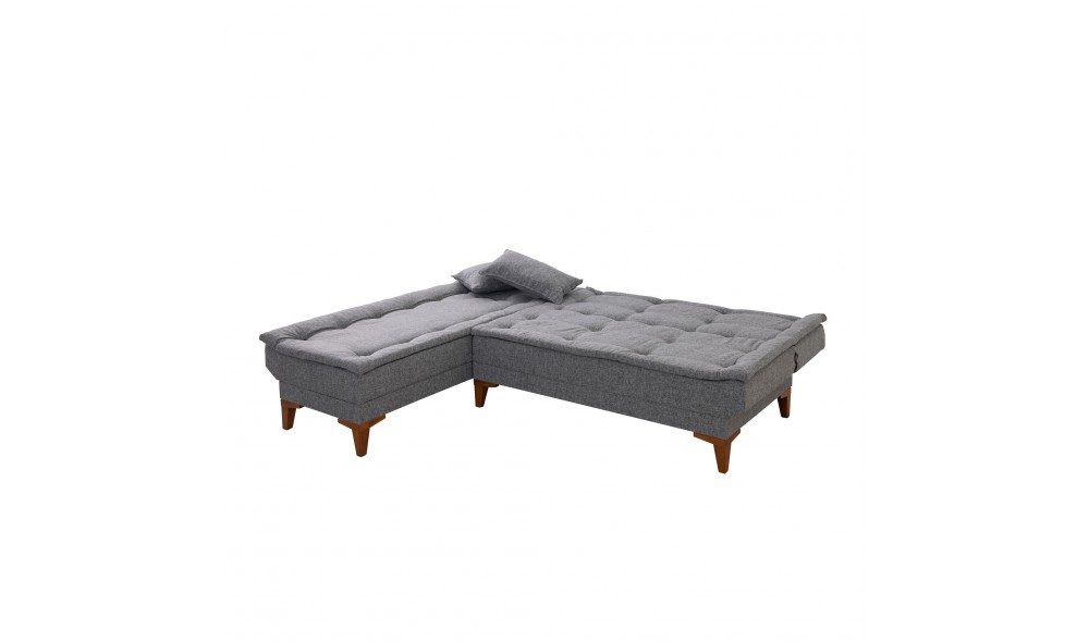 Canapea extensibila de colt, Santo Stanga - Gri inchis, 225 x 86 x 85 cm