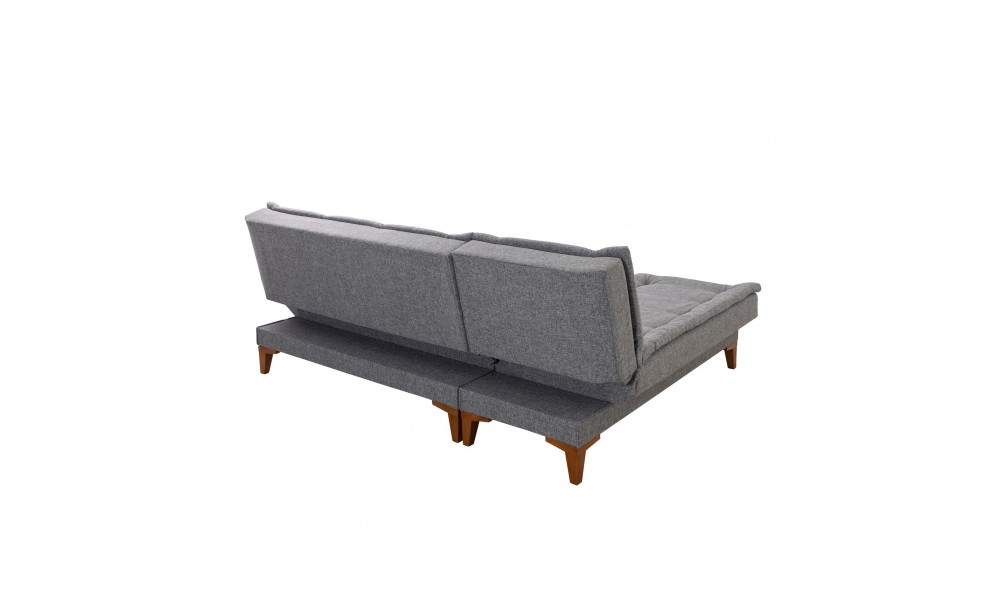 Canapea extensibila de colt, Santo Stanga - Gri inchis, 225 x 86 x 85 cm