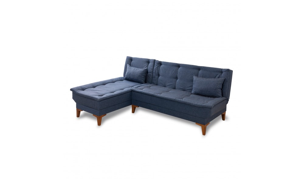 Canapea extensibila de colt, Santo Stanga - Albastru inchis, 225 x 86 x 85 cm