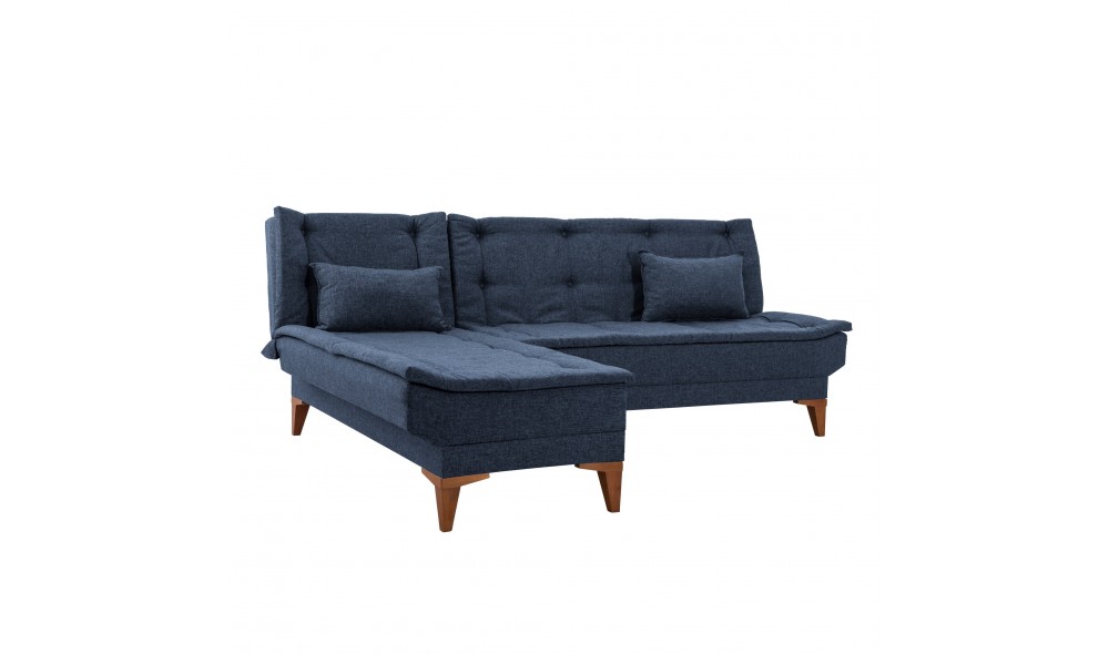 Canapea extensibila de colt, Santo Stanga - Albastru inchis, 225 x 86 x 85 cm