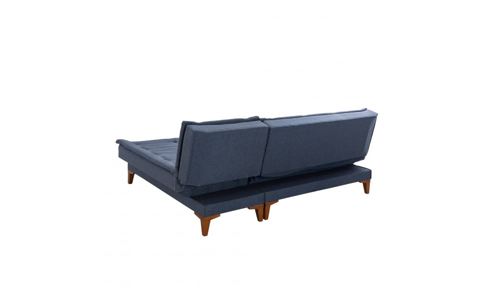 Canapea extensibila de colt, Santo Stanga - Albastru inchis, 225 x 86 x 85 cm