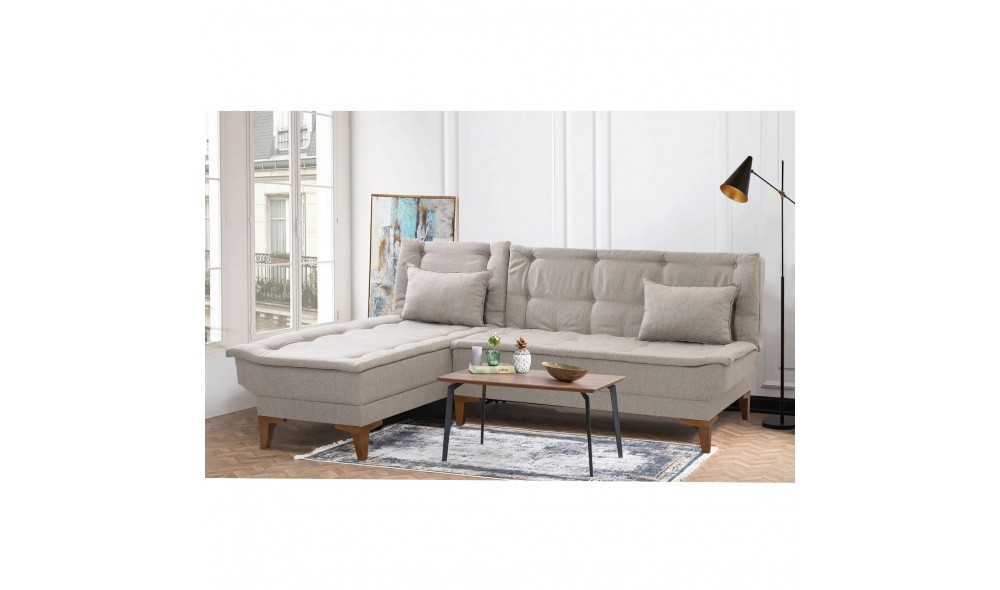 Canapea extensibila de colt, Santo Stanga - Crema, 225 x 86 x 85 cm