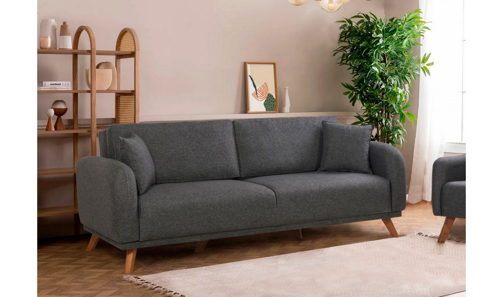 Set canapea extensibila, Set Hera - Antracit, 237 x 90 x 98 cm