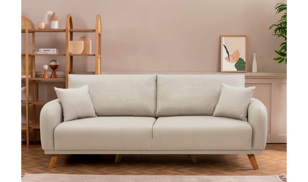 Set canapea extensibila, Set Hera - Crema, 237 x 90 x 98 cm