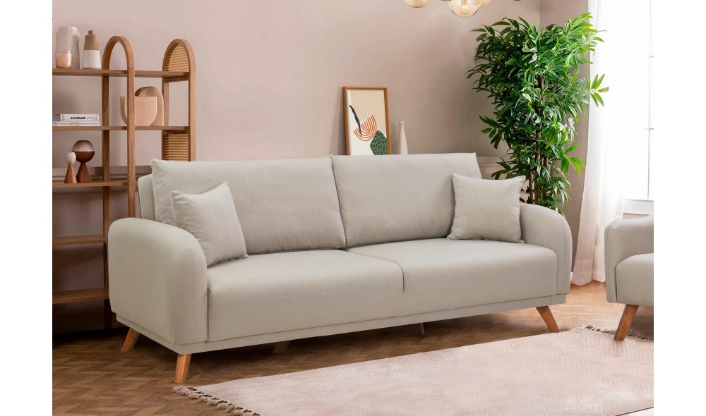 Set canapea extensibila, Set Hera - Crema, 237 x 90 x 98 cm