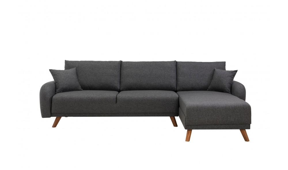 Canapea extensibila de colt, Hera 1 Corner - Antracit, 237 x 90 x 185 cm