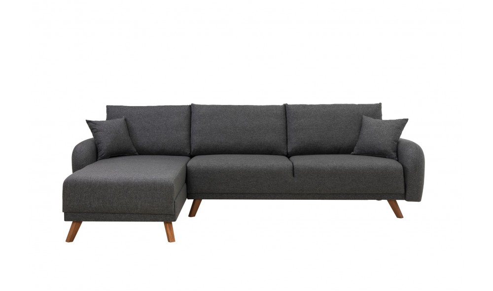 Canapea extensibila de colt, Hera 1 Corner - Antracit, 237 x 90 x 185 cm