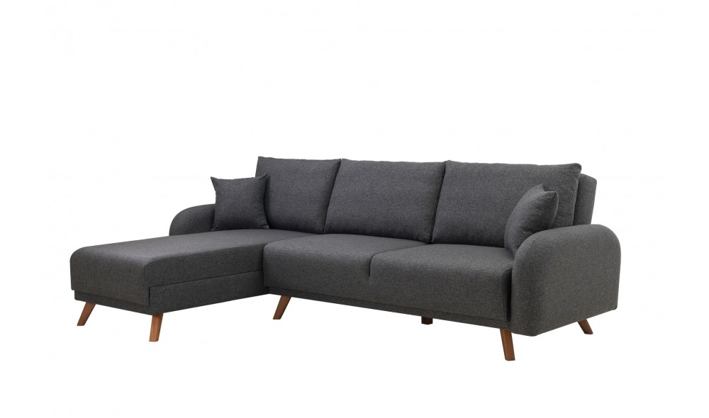 Canapea extensibila de colt, Hera 1 Corner - Antracit, 237 x 90 x 185 cm