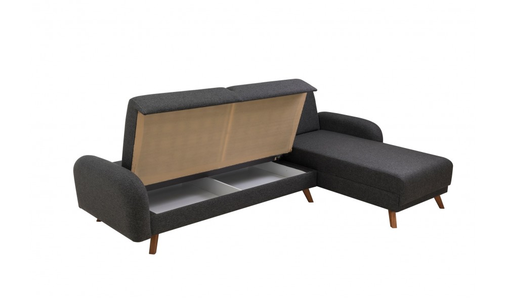 Canapea extensibila de colt, Hera 1 Corner - Antracit, 237 x 90 x 185 cm