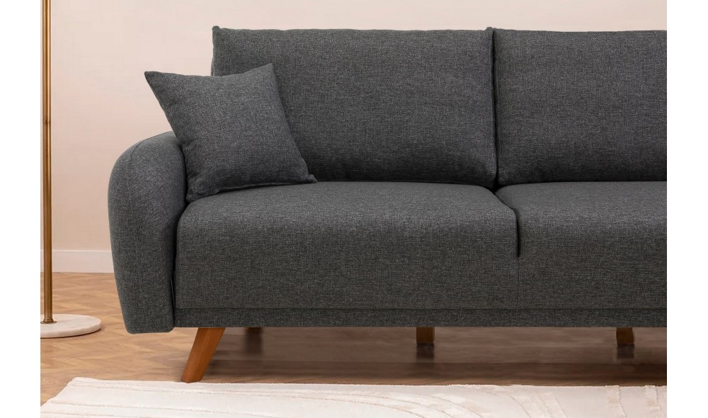 Canapea extensibila de colt, Hera 2 Corner - Antracit, 237 x 90 x 185 cm