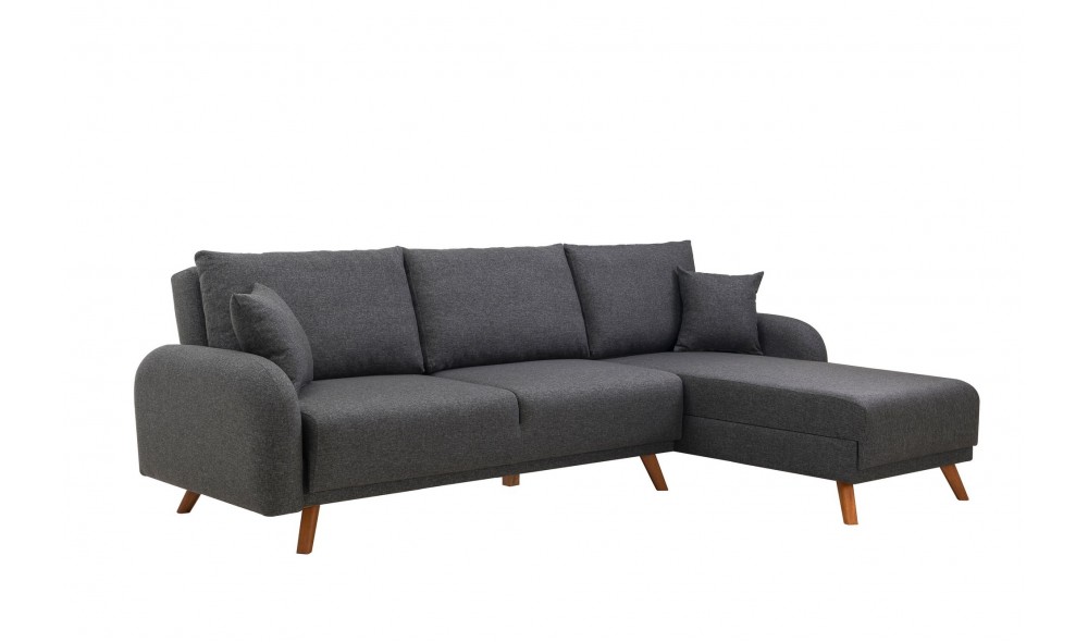Canapea extensibila de colt, Hera 2 Corner - Antracit, 237 x 90 x 185 cm
