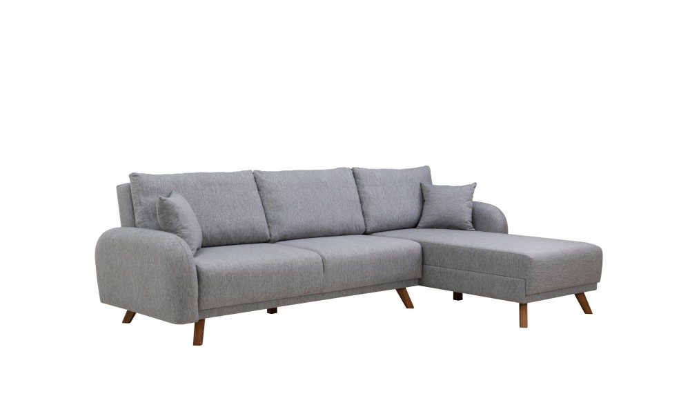 Canapea extensibila de colt, Hera 1 Corner - Gri, 237 x 90 x 185 cm