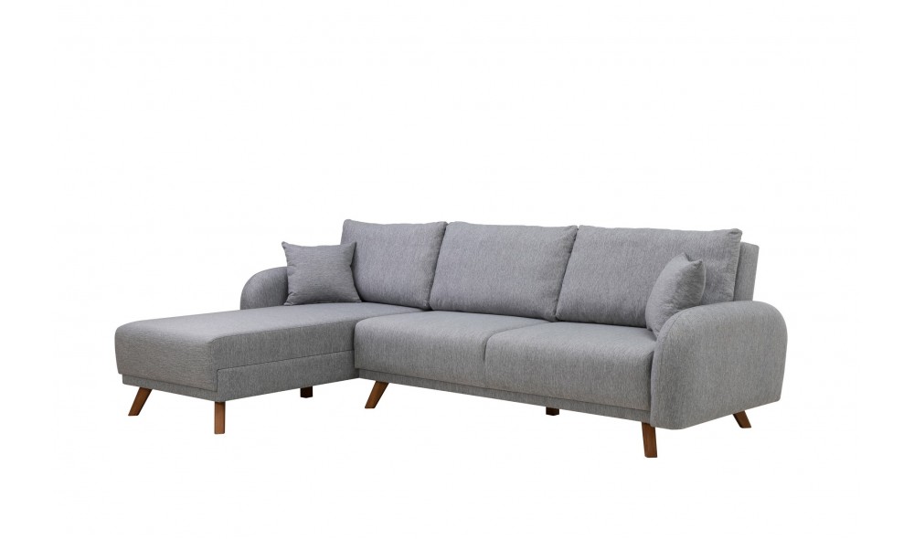 Canapea extensibila de colt, Hera 1 Corner - Gri, 237 x 90 x 185 cm