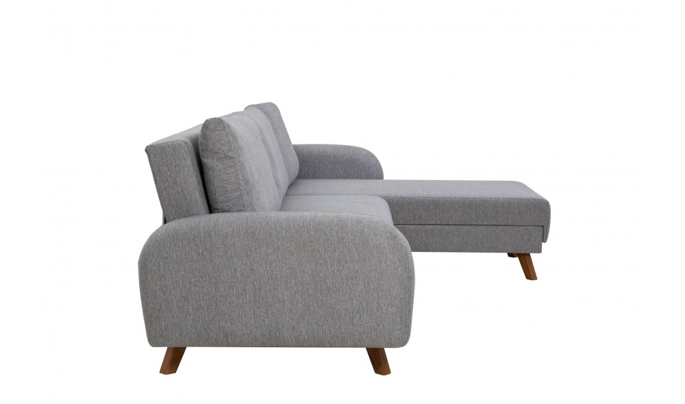 Canapea extensibila de colt, Hera 1 Corner - Gri, 237 x 90 x 185 cm