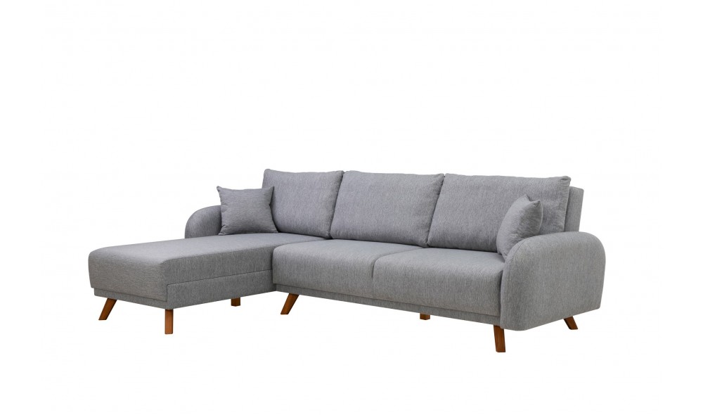 Canapea extensibila de colt, Hera 2 Corner - Gri, 237 x 90 x 185 cm