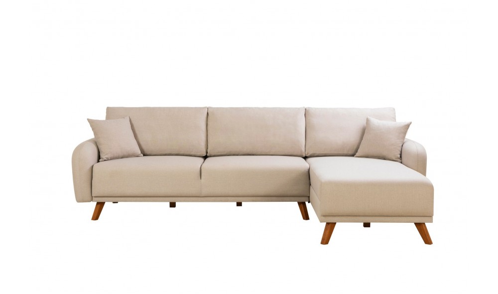 Canapea extensibila de colt, Hera 1 Corner - Crem, 237 x 90 x 185 cm