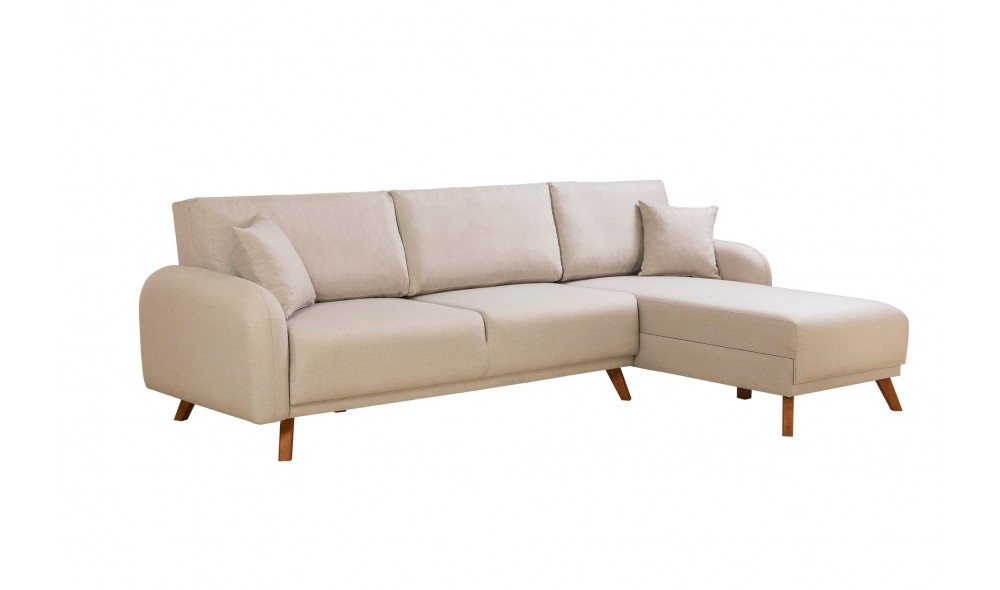 Canapea extensibila de colt, Hera 1 Corner - Crem, 237 x 90 x 185 cm