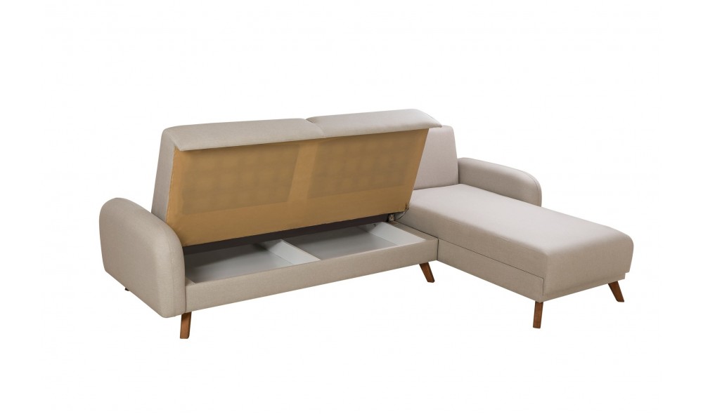 Canapea extensibila de colt, Hera 1 Corner - Crem, 237 x 90 x 185 cm