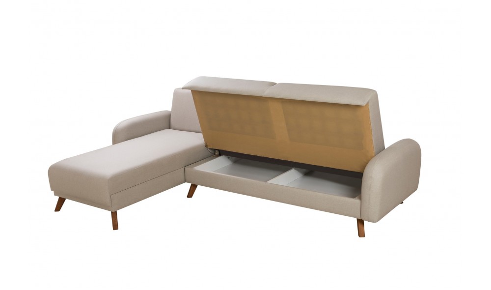 Canapea extensibila de colt, Hera 1 Corner - Crem, 237 x 90 x 185 cm