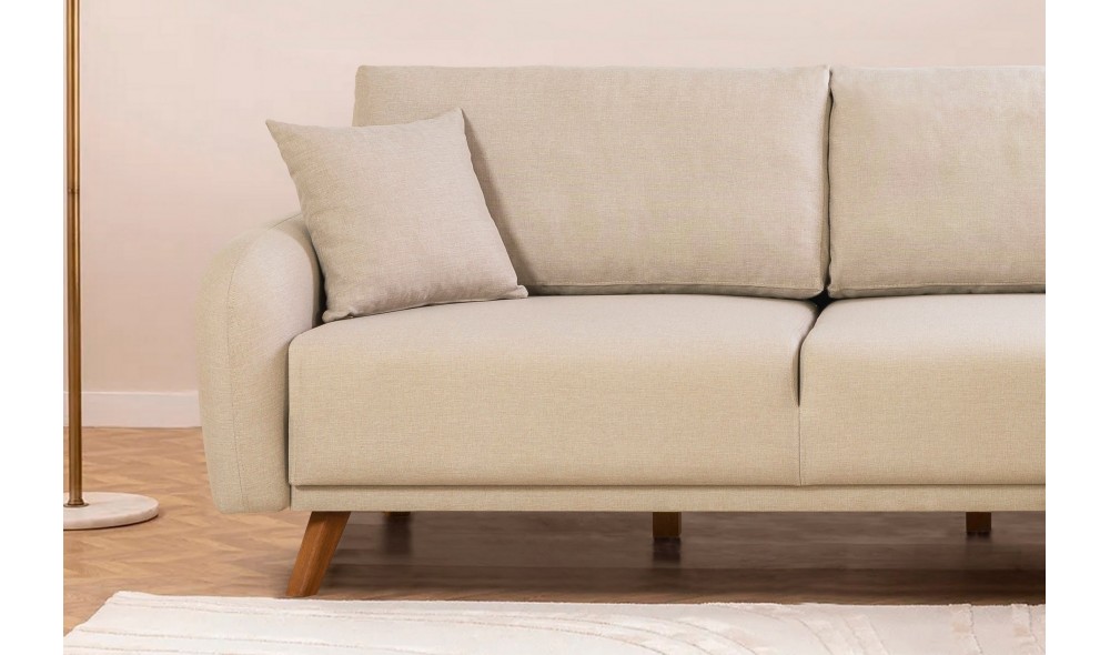 Canapea extensibila de colt, Hera 2 Corner - Crem, 237 x 90 x 185 cm