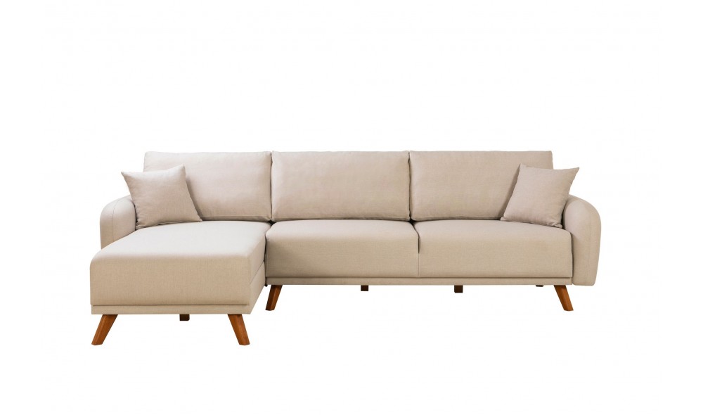 Canapea extensibila de colt, Hera 2 Corner - Crem, 237 x 90 x 185 cm