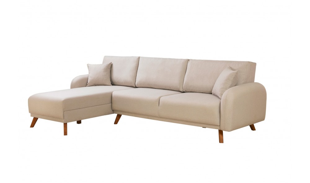 Canapea extensibila de colt, Hera 2 Corner - Crem, 237 x 90 x 185 cm