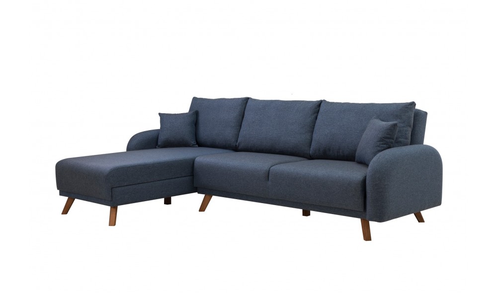 Canapea extensibila de colt, Hera 1 Corner - Albastru inchis, 237 x 90 x 185 cm