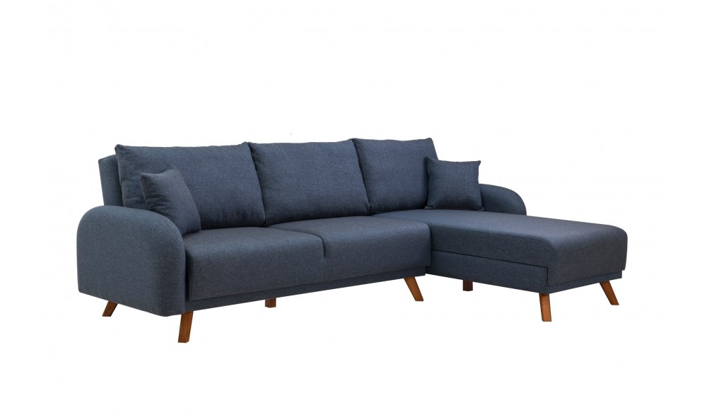 Canapea extensibila de colt, Hera 2 Corner - Albastru inchis, 237 x 90 x 185 cm