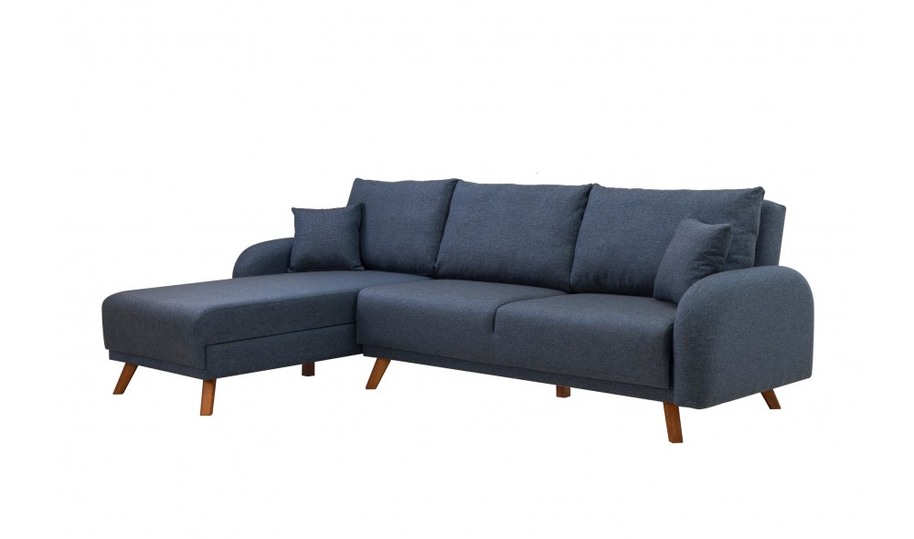 Canapea extensibila de colt, Hera 2 Corner - Albastru inchis, 237 x 90 x 185 cm