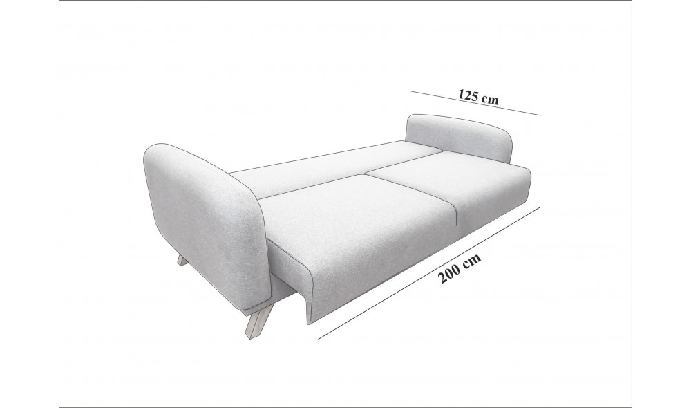 Canapea extensibila cu 3 locuri, Hera - Antracit, 237 x 90 x 98 cm