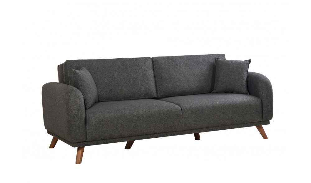 Canapea extensibila cu 3 locuri, Hera - Antracit, 237 x 90 x 98 cm